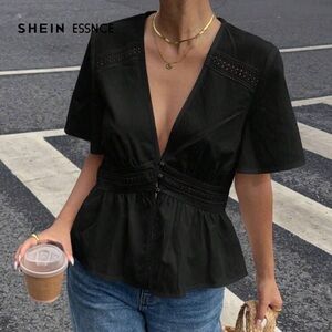 Black V-Neck Blouse